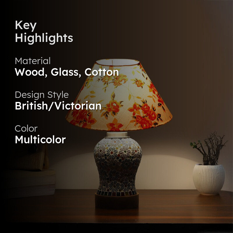 Santora Fleur Cone Wooden Table Lamp - Orange media 2